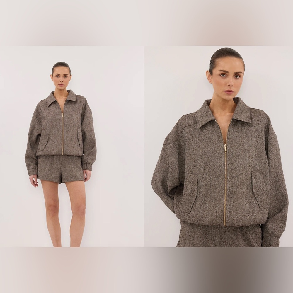 DISSH Frankie Choc Tweed Bomber Jacket